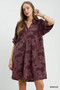 Umgee Floral Textured Jacqaurd V-Neck Dress