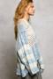 POL Color-Blocked Stripe Pattern Knit Top with Twisted Weave