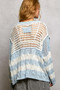 POL Color-Blocked Stripe Pattern Knit Top with Twisted Weave