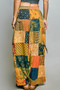 POL Printed Patchwork Wide Leg Pants with Adjustable Side Drawstring