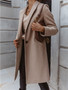 Women'S Fall Winter Turndown Collar Long Sleeve Solid Coat Jacket