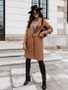 Women'S Fall Winter Turndown Collar Long Sleeve Solid Coat Jacket