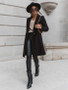 Women'S Fall Winter Turndown Collar Long Sleeve Solid Coat Jacket