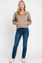 Zenana Scuba Half Zip Pullover With Kangaroo Pockets