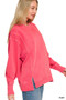 Zenana Pigment Dye Exposed-seam Fleece Sweatshirt