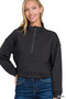 Zenana Scuba Half Zip Pullover With Kangaroo Pockets