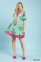 Umgee Mix Floral Stripe Contrast Dress