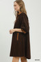 Umgee V-Neck Shift Dress with Contrast Trim