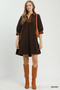 Umgee V-Neck Shift Dress with Contrast Trim