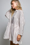 POL Striped Gathered Waist Woven Shirt Dress