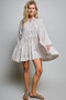 POL Striped Gathered Waist Woven Shirt Dress