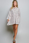 POL Striped Gathered Waist Woven Shirt Dress
