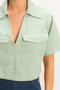 Collared V-Neck Top