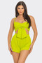 Front Oversized Bow Twisted Tie Top And Shorts Set​