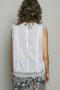 POL Allover Botanical Embroidered Scalloped Lace Sleeveless Top