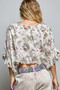 POL Ruffle Tie Front Cropped Floral Woven Flutter Sleeve Top