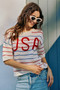 SO ME Usa Stripe Knit Short Sleeves Sweater Top