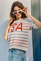SO ME Usa Stripe Knit Short Sleeves Sweater Top