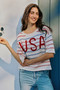 SO ME Usa Stripe Knit Short Sleeves Sweater Top