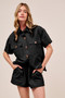 SO ME Button Down Denim Game Day Top and Shorts Set