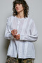 POL Lightweight Ruffle Trim Round Neck Woven Shirt
