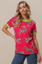 BiBi Big Tiger Print Jersey Contrast Ringer Top