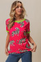 BiBi Big Tiger Print Jersey Contrast Ringer Top