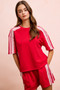 BiBi French Terry Side Lace Detail Short Sleeves Top