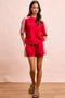 BiBi French Terry Side Lace Detail Short Sleeves Top
