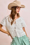 BiBi Front Bow Tie Detail Pointelle Knit Top