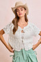 BiBi Front Bow Tie Detail Pointelle Knit Top