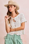BiBi Front Bow Tie Detail Pointelle Knit Top