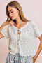 BiBi Front Bow Tie Detail Pointelle Knit Top
