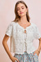 BiBi Front Bow Tie Detail Pointelle Knit Top
