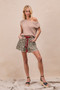 BiBi Braided Waist Belt Patch Pockets Leopard Print Shorts