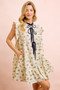 BiBi Floral Multi-tierd Dress With Ruffles And Front Tie