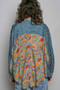 POL Patchwork Mixed Textured Paisley Floral Stripe Long Sleeve Shirt