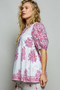 POL Vintage Hand Block Print Floral Woven Blouse
