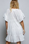 POL Cotton Ruffle Shirred V-Neck Short Sleeve Dress