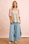 BiBi Crinkle Floral Gauze Mix And Matched Blouse Top