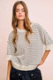 BiBi Stripes Short Sleeves Rib Banded Outseam Knit Top