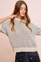 BiBi Stripes Short Sleeves Rib Banded Outseam Knit Top