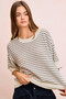 BiBi Stripes Short Sleeves Rib Banded Outseam Knit Top