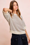 BiBi Stripes Short Sleeves Rib Banded Outseam Knit Top