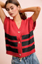 BiBi Game Day Theme Stripe Buttoned V Neck Knit Cardigan