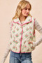 BiBi Floral Print Piping Detail Quilted Vest
