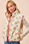 BiBi Floral Print Piping Detail Quilted Vest