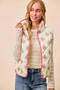 BiBi Floral Print Piping Detail Quilted Vest