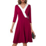 Mid Waist V Neck Color Block Zip Chic Career Fashionable Women Comfort Casual Dress
