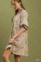 Umgee Floral Textured Jacqaurd V-Neck Dress